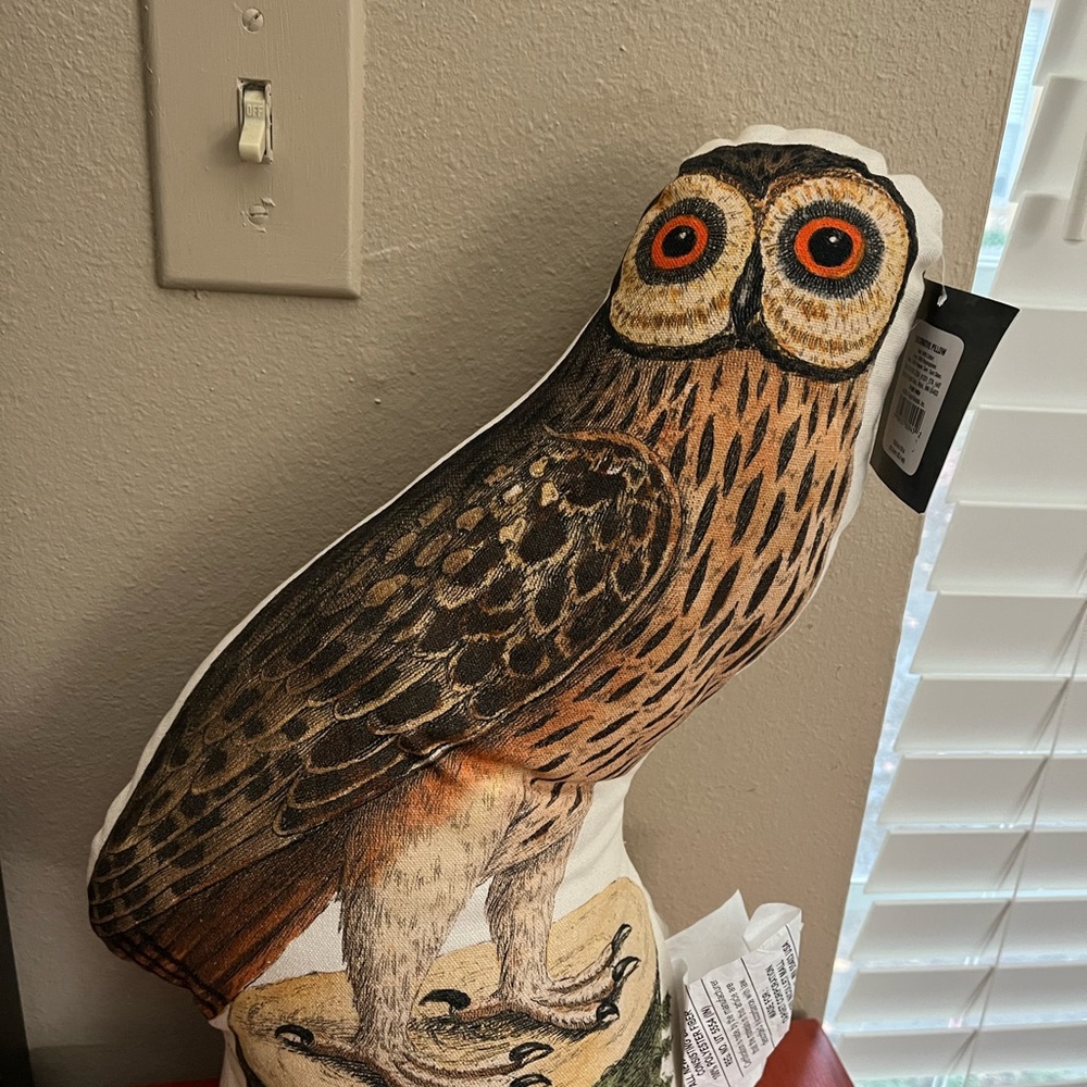 John Derian For Target Horned Owl Decorative Novelty Pillow 3D